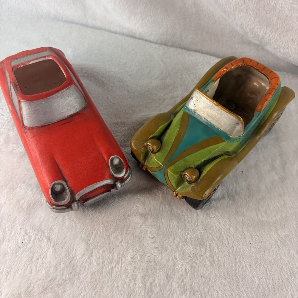 Vintage Inarco Japan Ceramic Car Planter Lot Dune Buggy E-4530 Red Jaguar E-3276